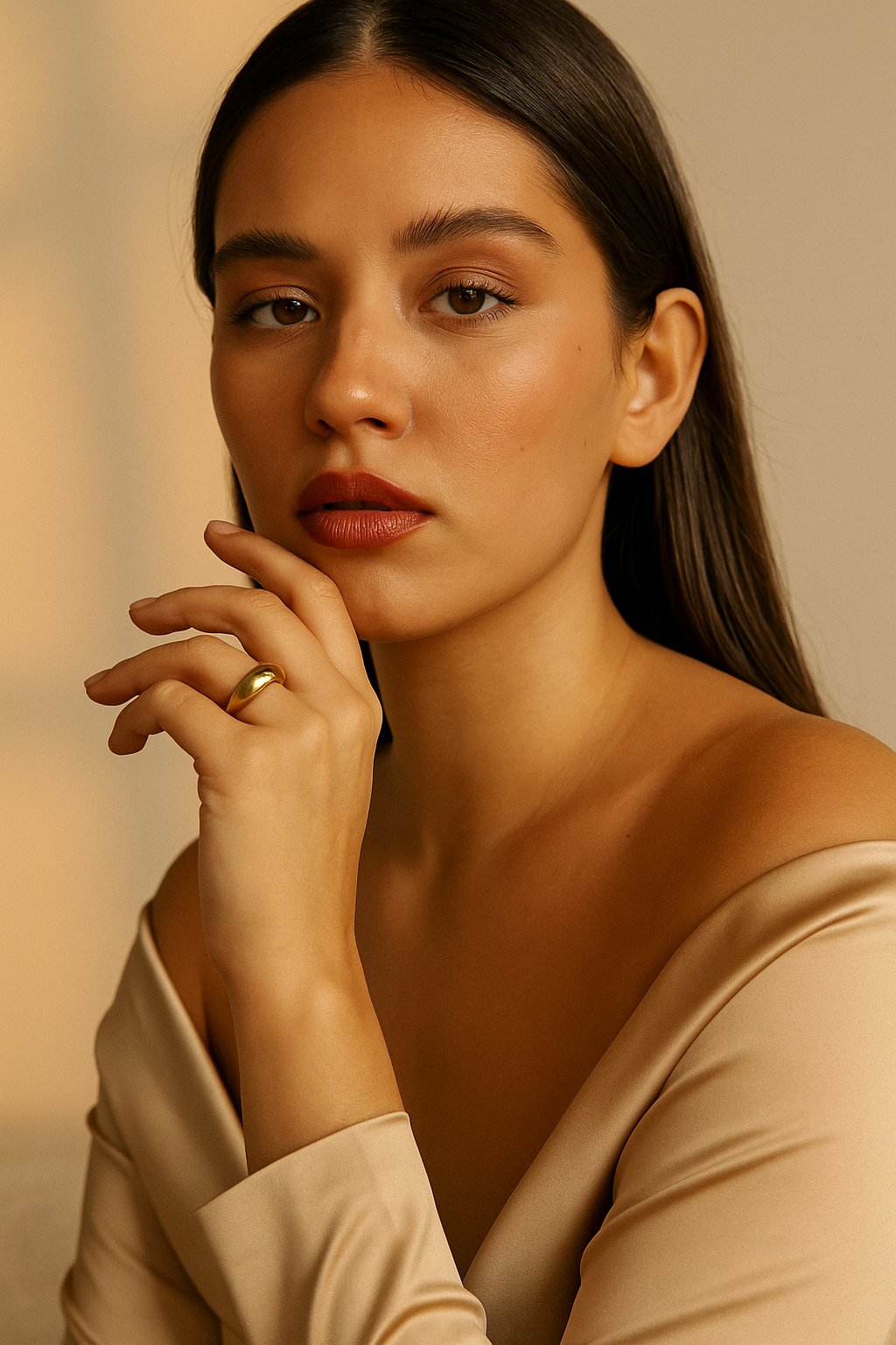 Bold Crescent Gold-Plated Ring