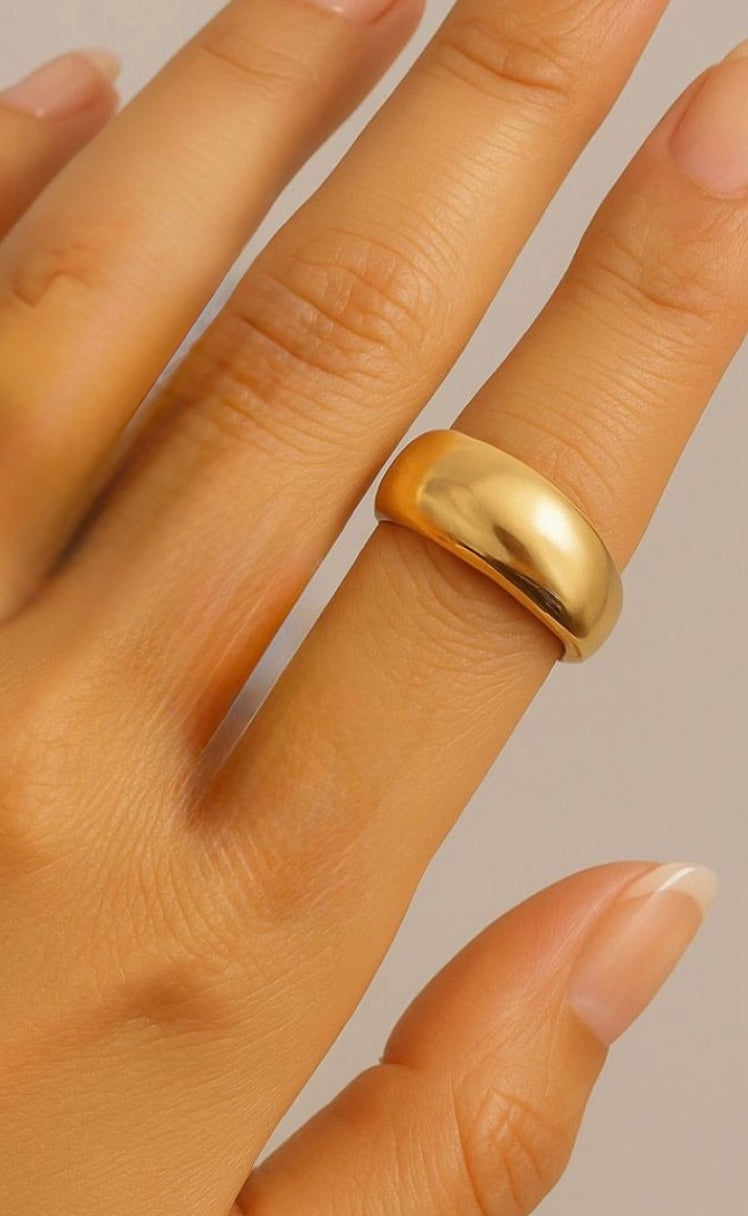 Bold Crescent Gold-Plated Ring